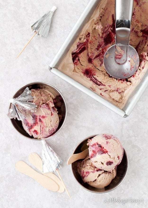 Nutella Ice Cream with a Blackberry Swirl