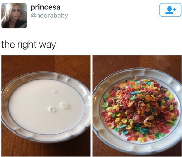 ¿Por qué razón habrías de comer el cereal así?