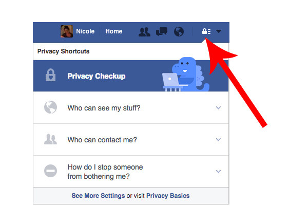 You can always check up on your settings by clicking on the padlock icon in the top right corner of the News Feed.