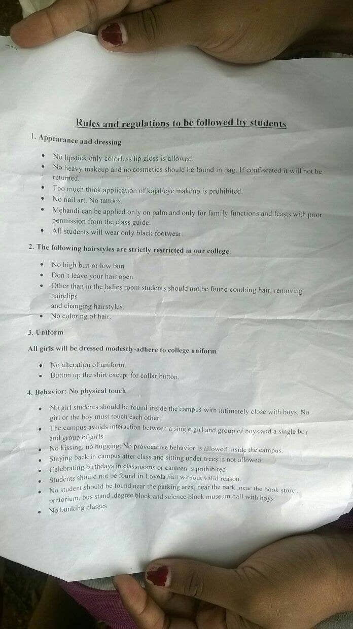 Mangalore College Professor And Student Xxx - Students Are Claiming That This Mangalore College Has A Bunch Of Absurd And  Sexist New Rules