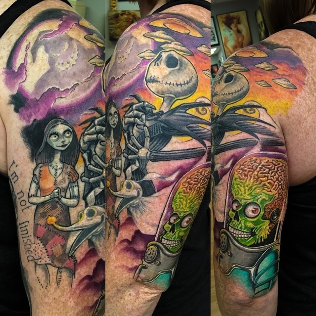 Tim Burton HalfSleeve by Chad Miskimon TattooNOW