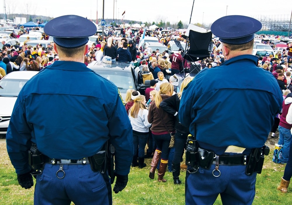 With CMU's football season off to a exciting start there will undoubtedly be more cops than necessary policing the tailgate. Early reports indicate an expected cop to student ratio of 2-1. While they may seem unfriendly or angry they are known to be some of the best beer pong players in the state so be sure to use your celeb shot wisely.