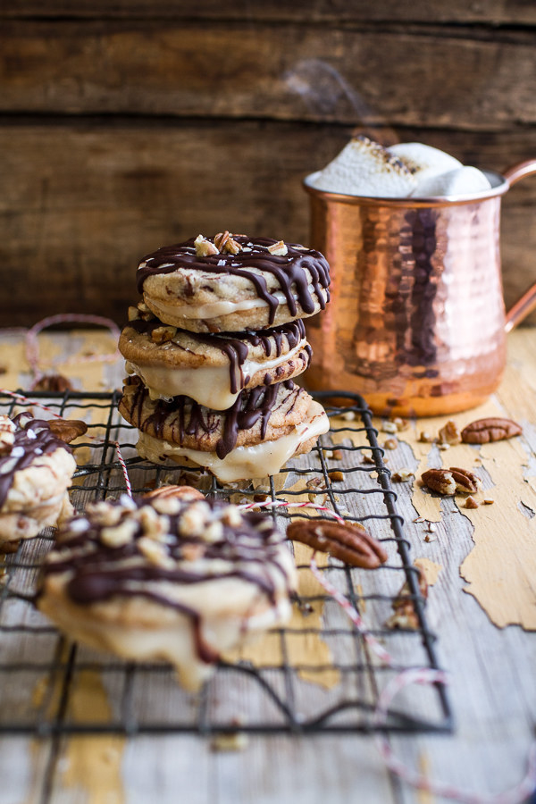 Chocolate Drizzled Buttery Pecan and Caramelized Condensed Milk Cookies