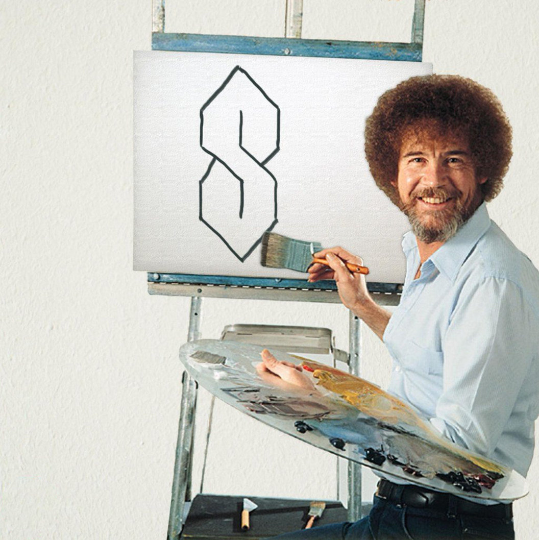 Bob Ross painting a masterpiece. 