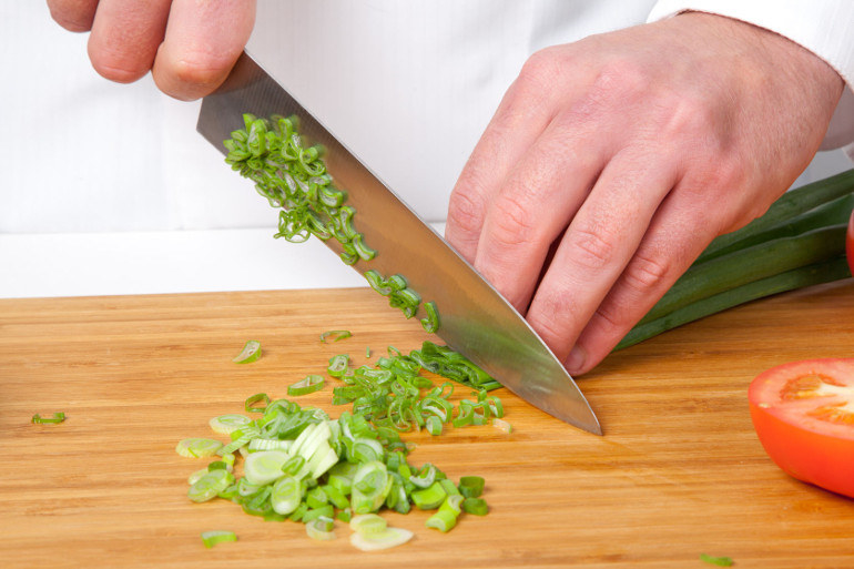 chopping vegetables
