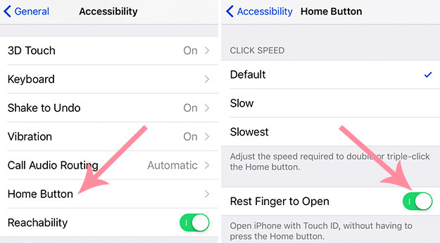 "Slide to unlock" doesn't exist anymore. You now have to press the home button twice with Touch ID or once to enter in a passcode – but there's a workaround.
