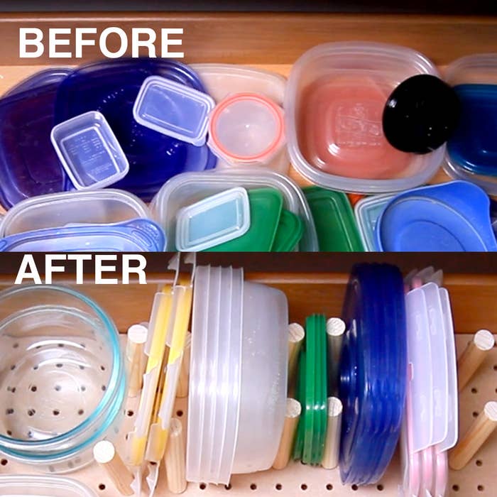 Easy Way to Organize Tupperware in Cabinets  Tupperware organizing, Food  storage containers organization, Cheap storage
