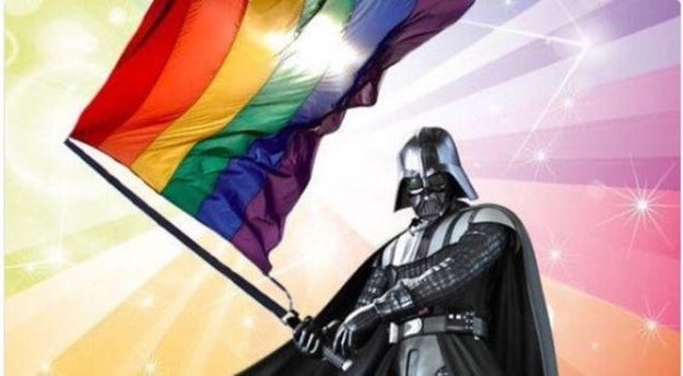 We leave you with this picture of Darth Vader swinging a rainbow flag.