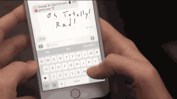 Like you would a bubble effect, type in the message in the text field, long-press the ^ upward-facing arrow, and at the top of the screen, select "Screen." Here, you can choose between balloons, confetti, lasers, fireworks, or shooting star.