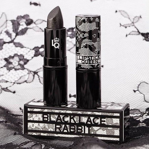 Lipstick Queen Black Lace Rabbit is a gorgeous sheer black lip color with gold speckles that will make you feel like a fancy goth.