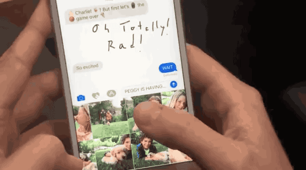 From there, you can choose from "slam," "loud," "gentle," or "invisible ink," which affect the way the bubble shows up on the screen. *You will need to turn Reduce Motion (Settings > General > Accessibility) off to view the iMessage effects. Only those with iOS 10 will be able to receive the effects. If your recipient has iOS 9, they’ll get something that sounds really awkward like this: "(Sent with lasers)."