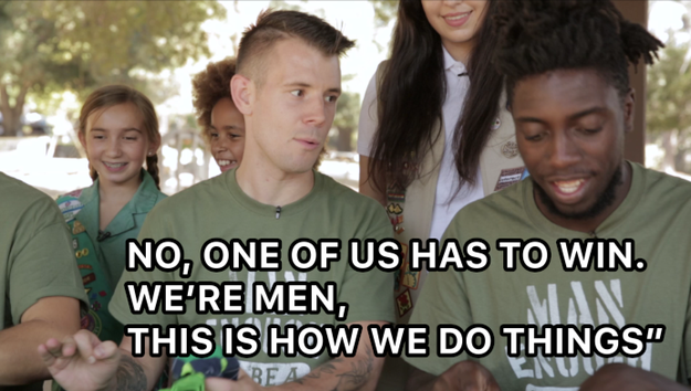It quickly became apparent that the dudes were into the "every man for himself" philosophy which is definitely not the Girl Scout way. It's a-ok to help each other out and work as a team, guyssss.