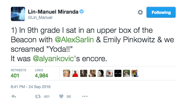 Lin-Manuel tweeted a sweet story about seeing Weird Al when he was in 9th grade...