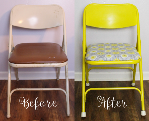 Repaint and reupholster an OG folding chair for a whimsical new look.