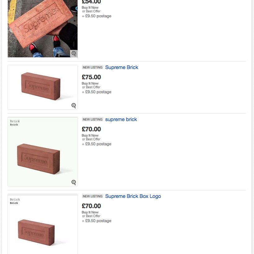 Price of 2025 supreme brick