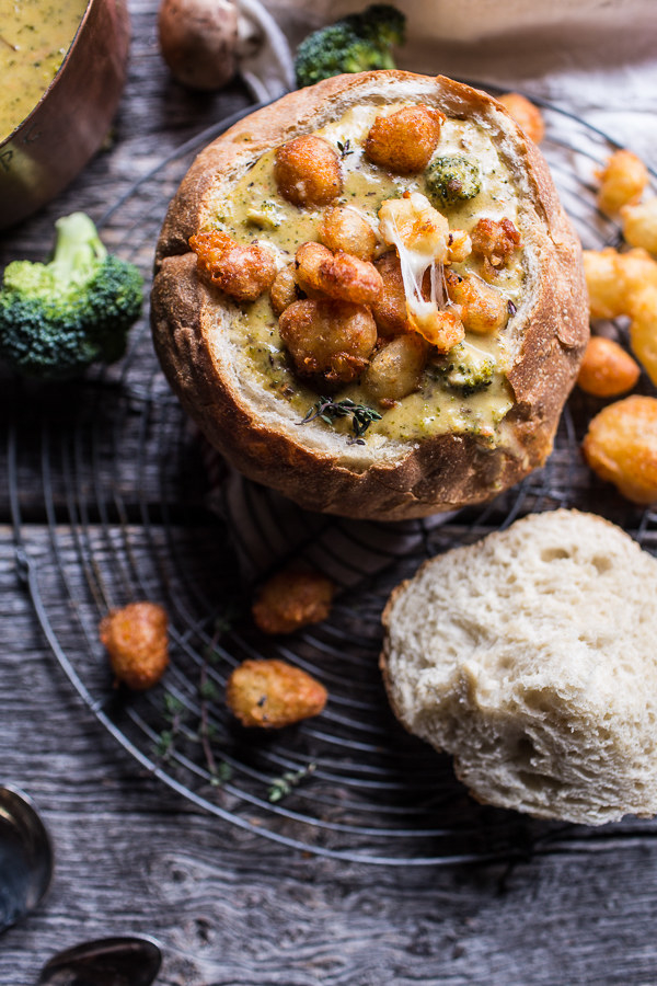 Broccoli Cheddar Soup with Fried Cheese Curds