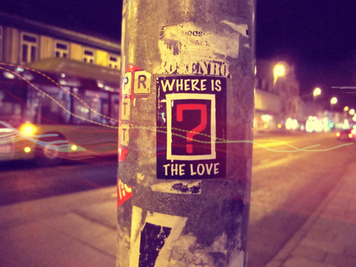 Wear a plain black t-shirt with black pants. Using white and red fabric paint, stencil a large red question mark on the front of your shirt. Outline a white square around the question mark. On top of square, write “WHERE IS” and at the bottom, “SHE.” Similar to this logo from Black Eyed Peas’ Music Video, “WHERE IS THE LOVE?” When people ask you what your shirt means, look them dead in the eye and say, “Do YOU know where Sally Horsefall Eaton Centre is?”