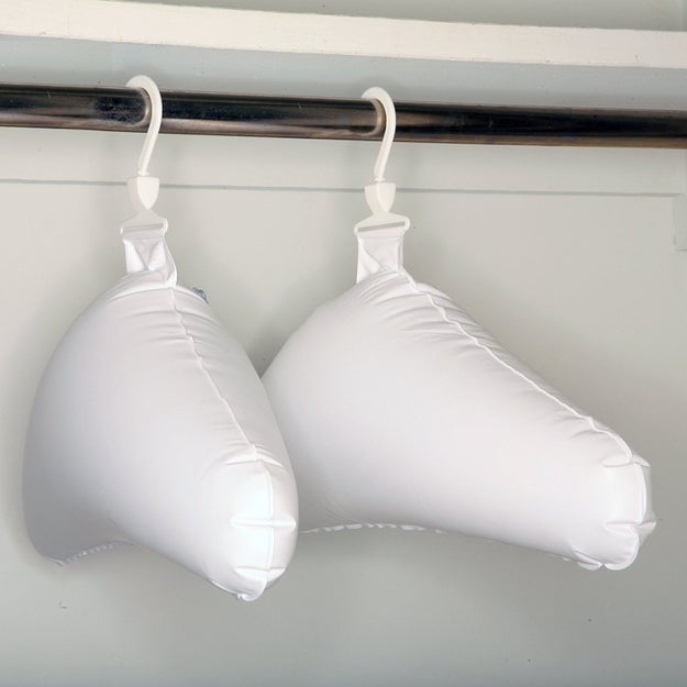 Inflatable hangers will let you keep your clothes organized — because the four in the hotel closet may not be enough.