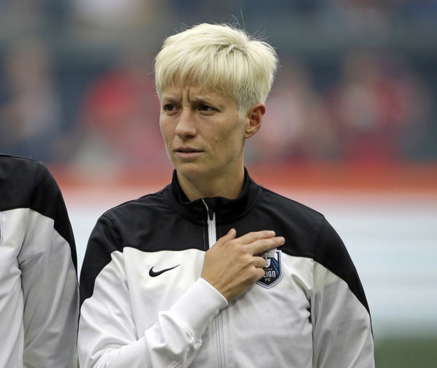 Soccer star Megan Rapinoe took a knee on Sunday during the playing of the national anthem in solidarity with the NFL's Colin Kaepernick.