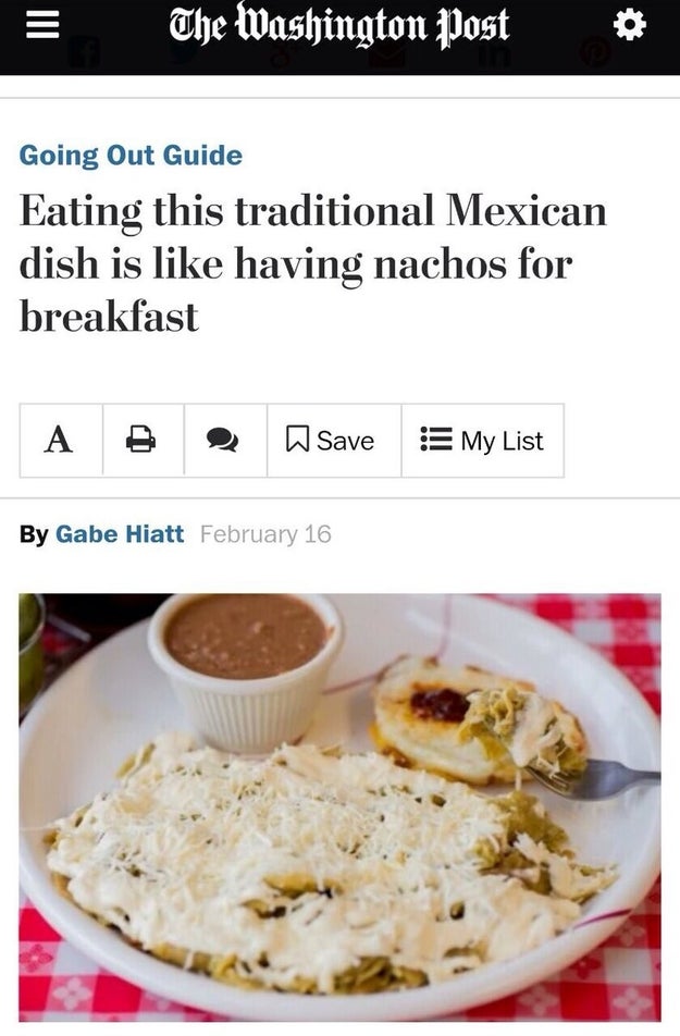 Cuando sus periodistas se refirieron a los chilaquiles como "nachos".