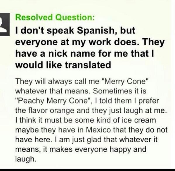 Cuando a este hombre le llamaron "Merry Cone" en el trabajo y tuvo que recurrir al Internet para ver de qué se trataba su apodo.