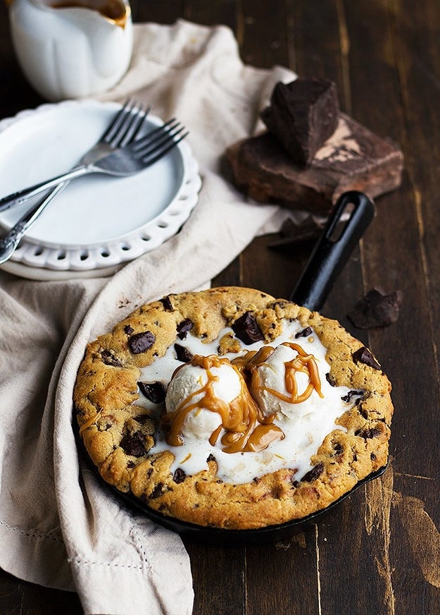 Peanut Butter Chocolate Chunk Skillet Cookie