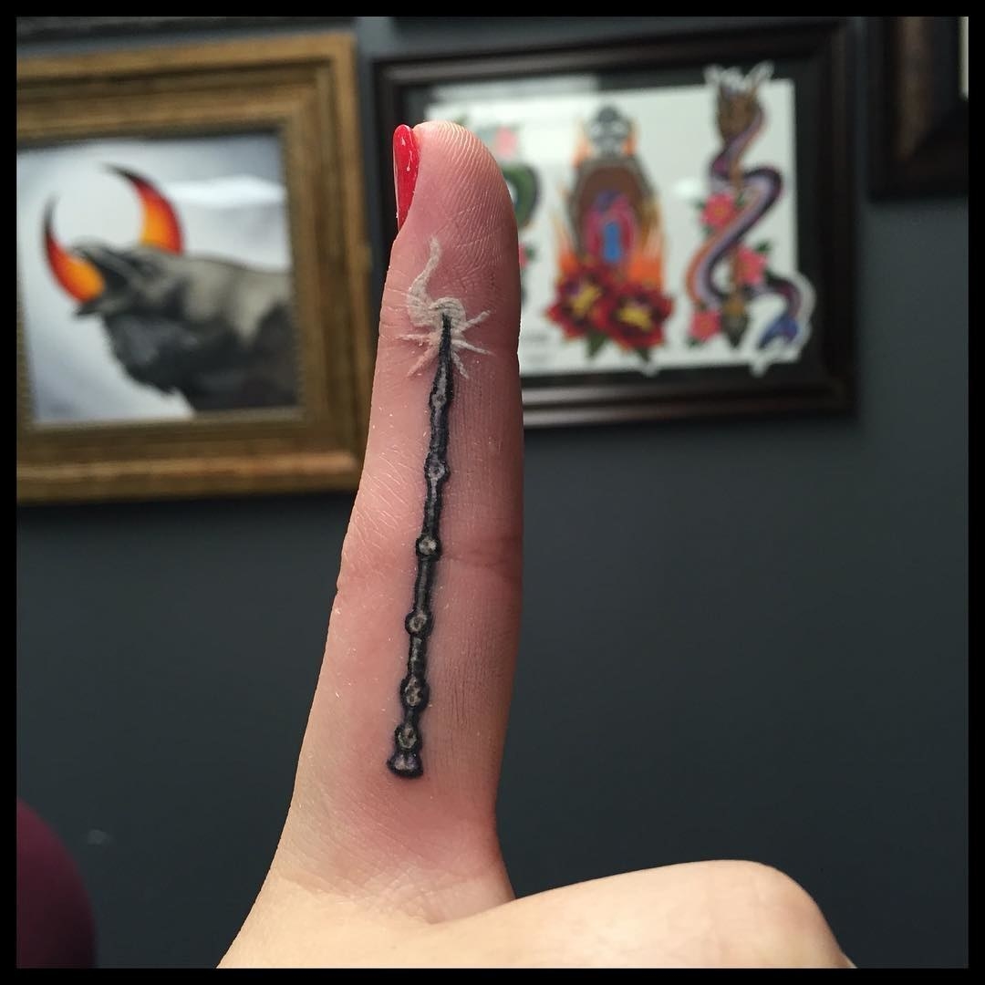 Elder wand Done by bannan today  Labyrinth Tattoo Collective  Facebook
