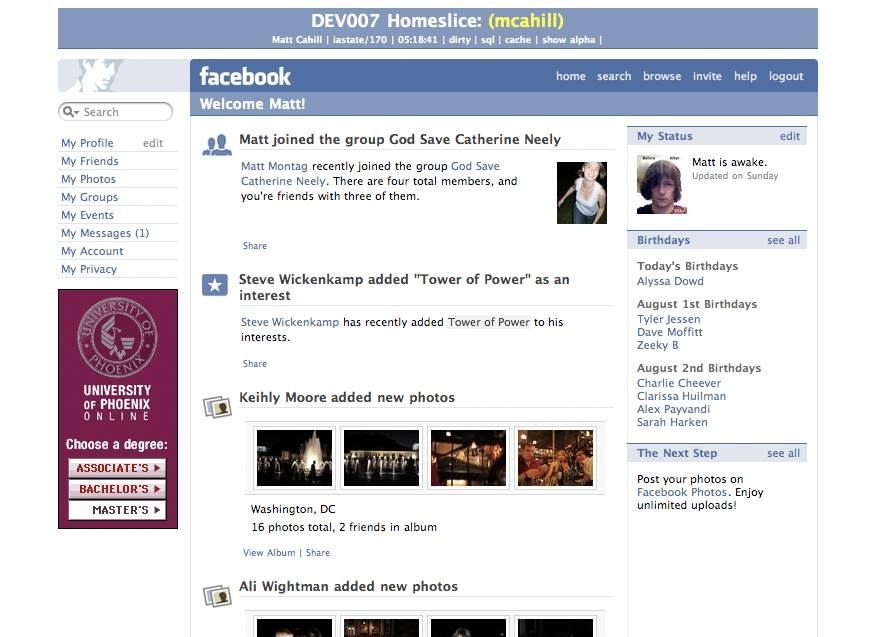 An early version of News Feed.