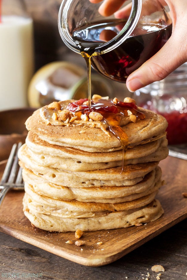 Peanut Butter and Jelly Stuffed Pancakes