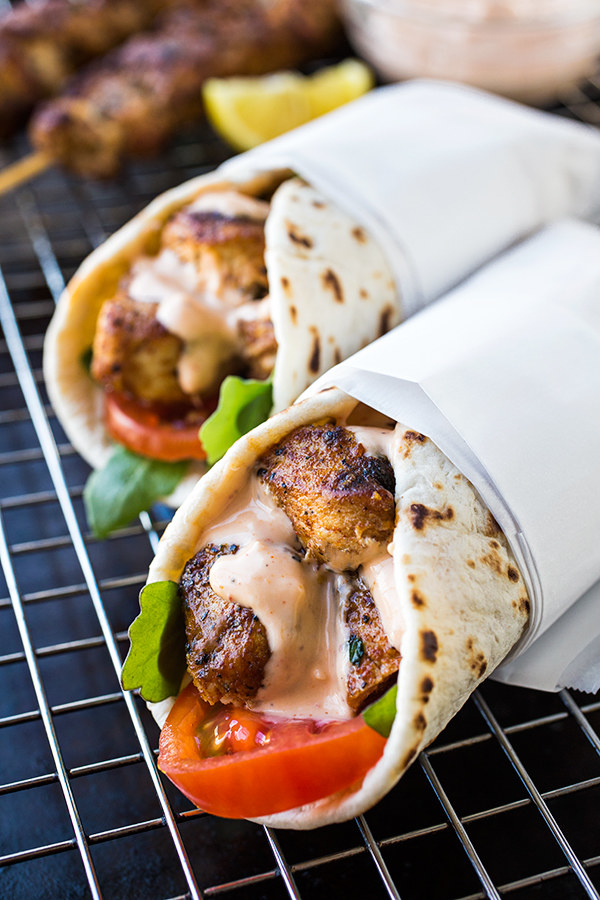 Grilled Lemon Chicken Flatbread Wraps