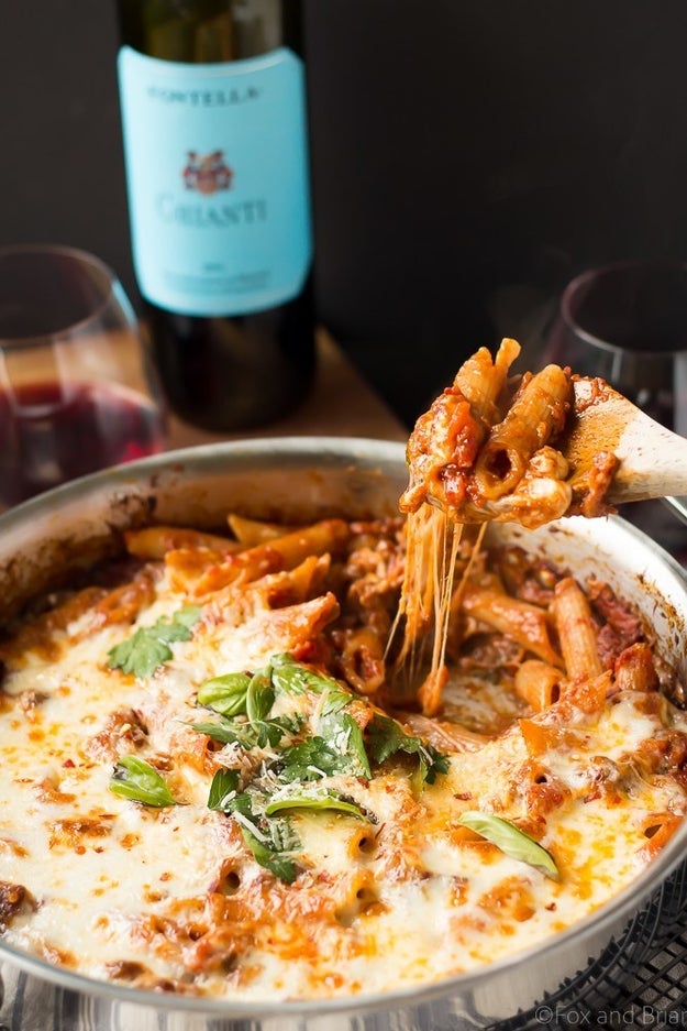 One Pot Pasta Bake with Sausage and Wine