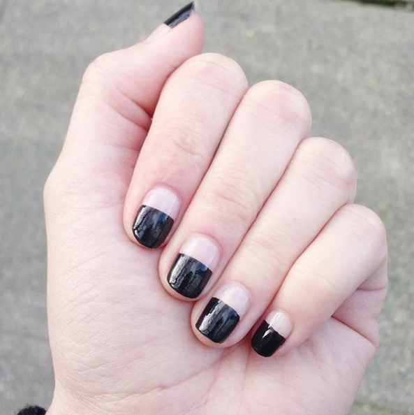Black nails also look great with a half-and-half French manicure.