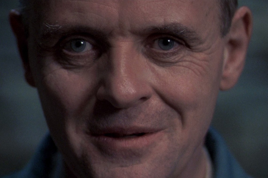 Hannibal Lecter stares ahead with piercing eyes