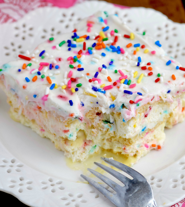 No Bake Birthday Cake Lasagna