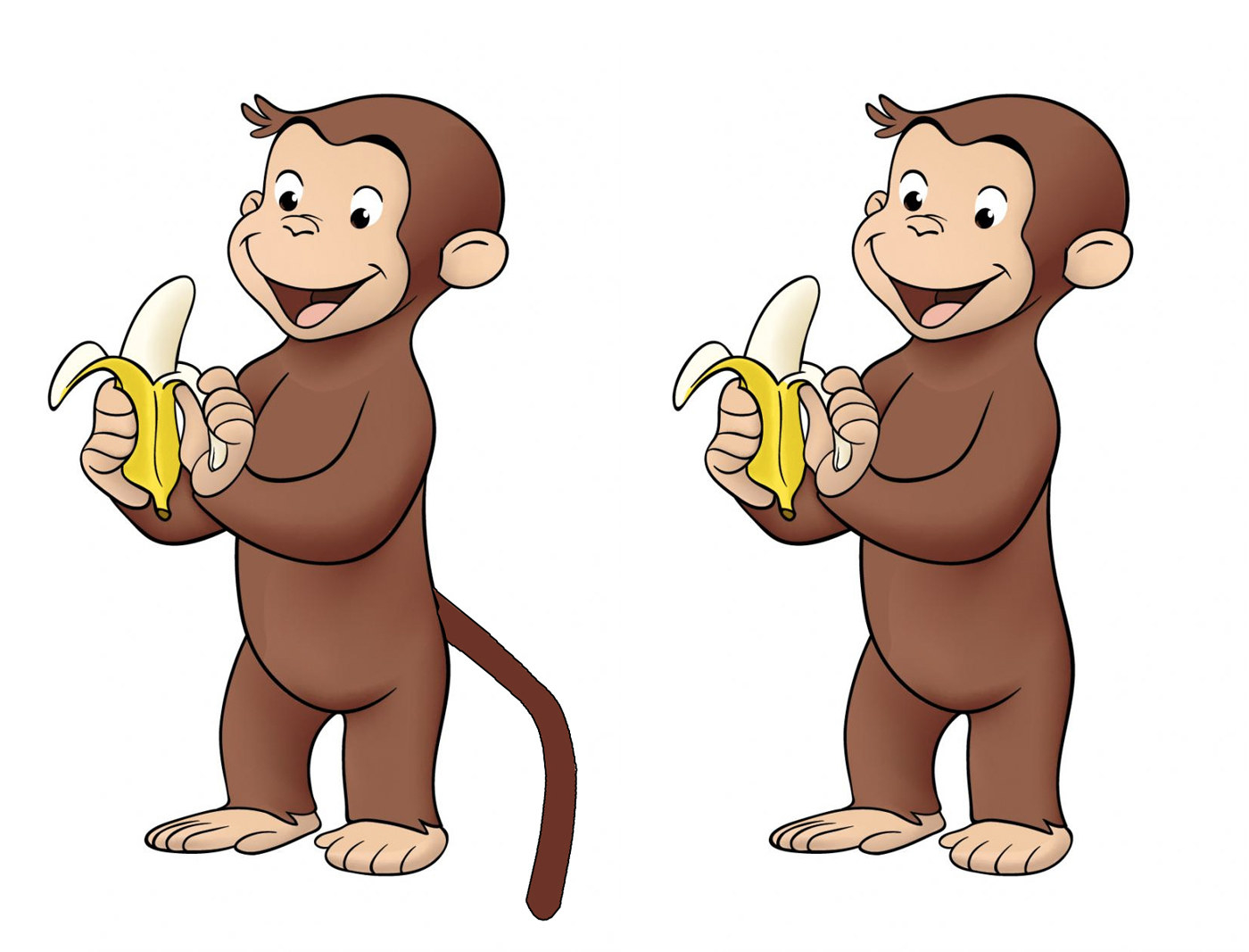 Curious George with a tail and without