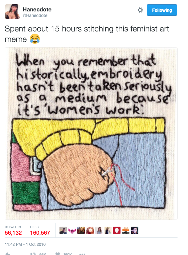 Porn Feminist Meme - This Woman's Feminist Embroidery Of The â€œArthurâ€ Meme Is Truly Amazing