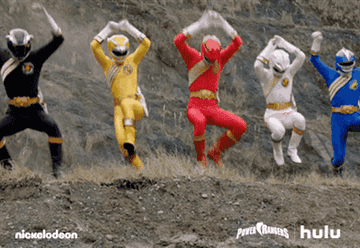 Power Rangers doing a pose