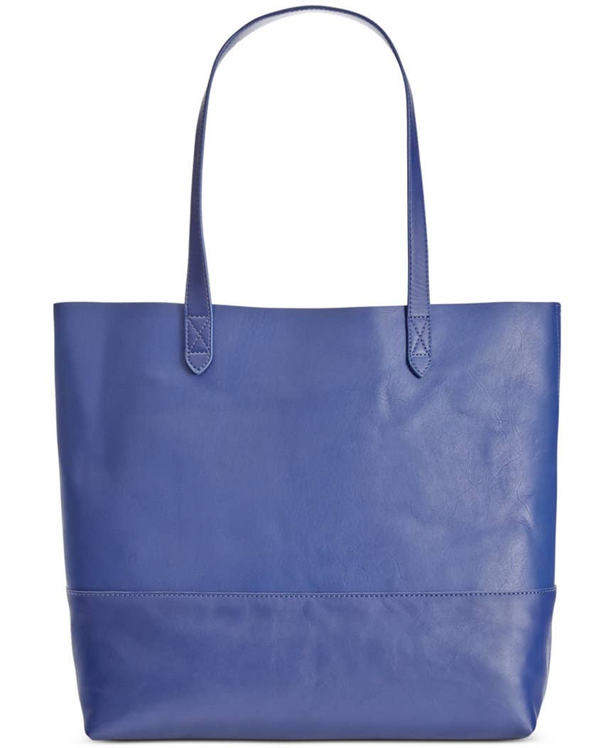 New . Tote Bag by Macy's, Faux leather, Black (Blue inside