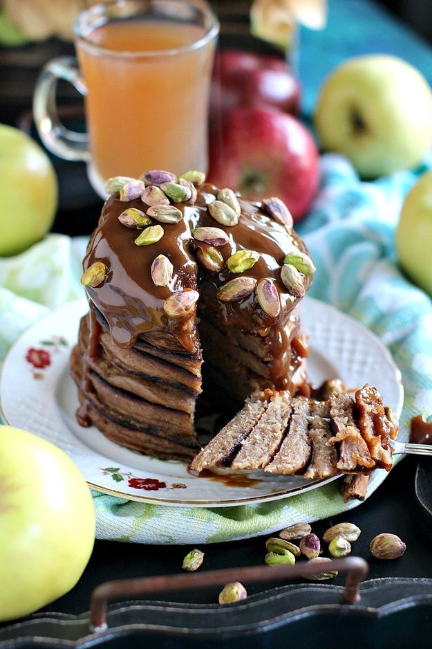 Pistachio Caramel Apple Butter Pancakes
