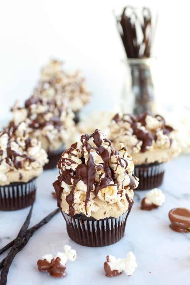 Sugared Brown Butter Vanilla Bean Popcorn Chocolate Cupcakes