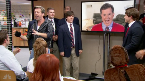 Nope! Stephen Colbert did appear on The Office.
