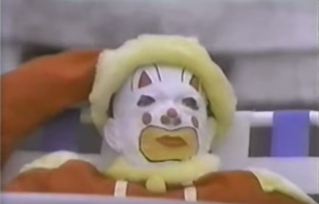 This creepy fuck starts his life off as a questionable clown doll....