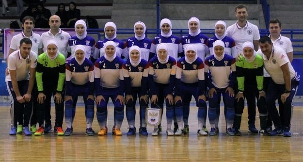During one of the two matches, the Russian team wore hijabs to "honor the local dress code," according to local media.
