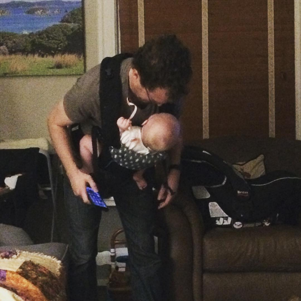 Bouncing her upside down in a baby carrier while playing her favorite song? Check.