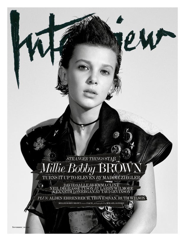 So, Millie Bobby Brown – aka Eleven from Netflix's Stranger Things and probably the inspiration for your Halloween costume this year – is on the cover of Interview magazine this month.