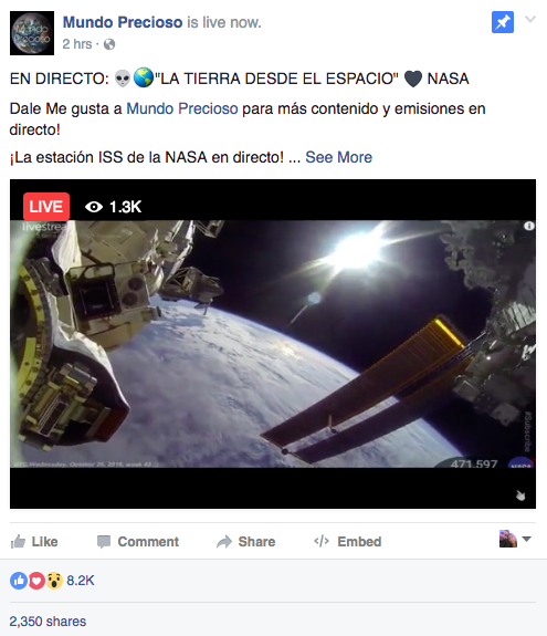Supuestamente, se trata de streams en vivo desde la Estación Espacial Internacional.