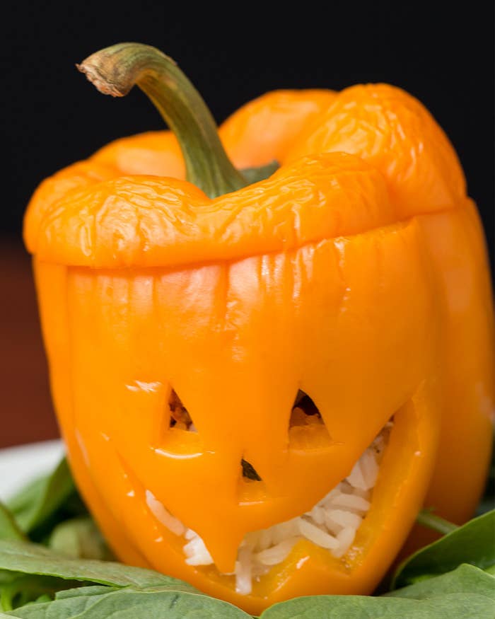 Jack O Lantern Stuffed Peppers
