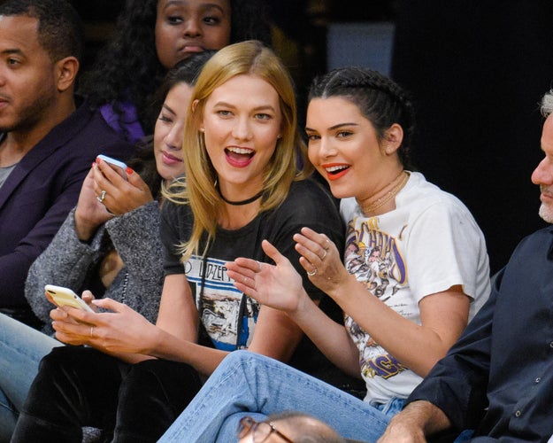 Karlie Kloss and Kendall Jenner took in a Lakers game.