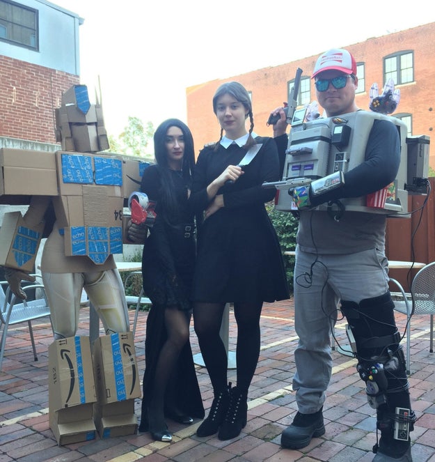 After gathering all the boxes, Arnold said building the costume was "like a puzzle."