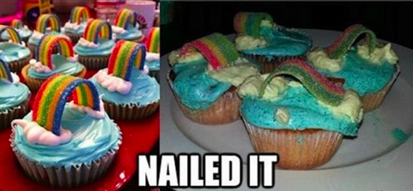 Perhaps you wanted to make some rainbow cupcakes for the office, but it didn't go according to plan.